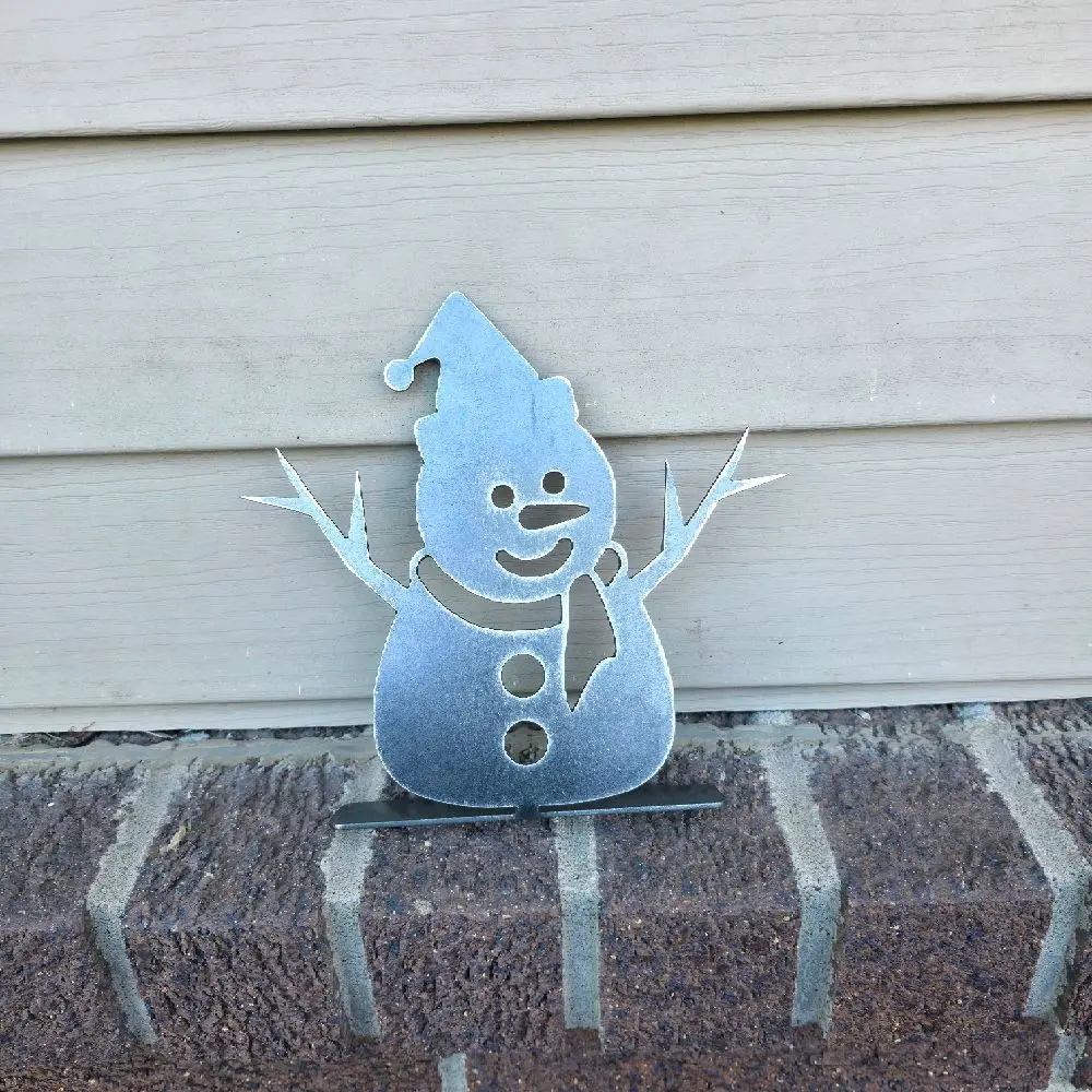 Christmas Snowman Metal Free Standing Decor - Festive Winter Wonderland Ornament for Home