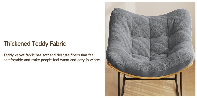 【Valentine's Day gift】ONBRILL Outdoor Rocking Chairs, Oversized Papasan Rocking Chair Indoors with Padded Cushions, Rattan Wicker Lounge Chair for Living Room, Porch, Patio, Garden, Grey