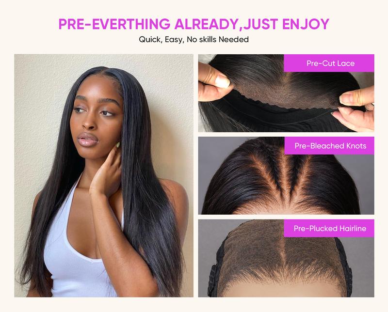 Wigfever Pre-Layered Cut Style 7*4 Lace Silky Straight & 9*6 Lace Body Wave Bleached Knots Wear Go Glueless Pre-Cut And Pre Plucked HD Lace Closure Human Hair Lace Front Wig #FEB FAVES
