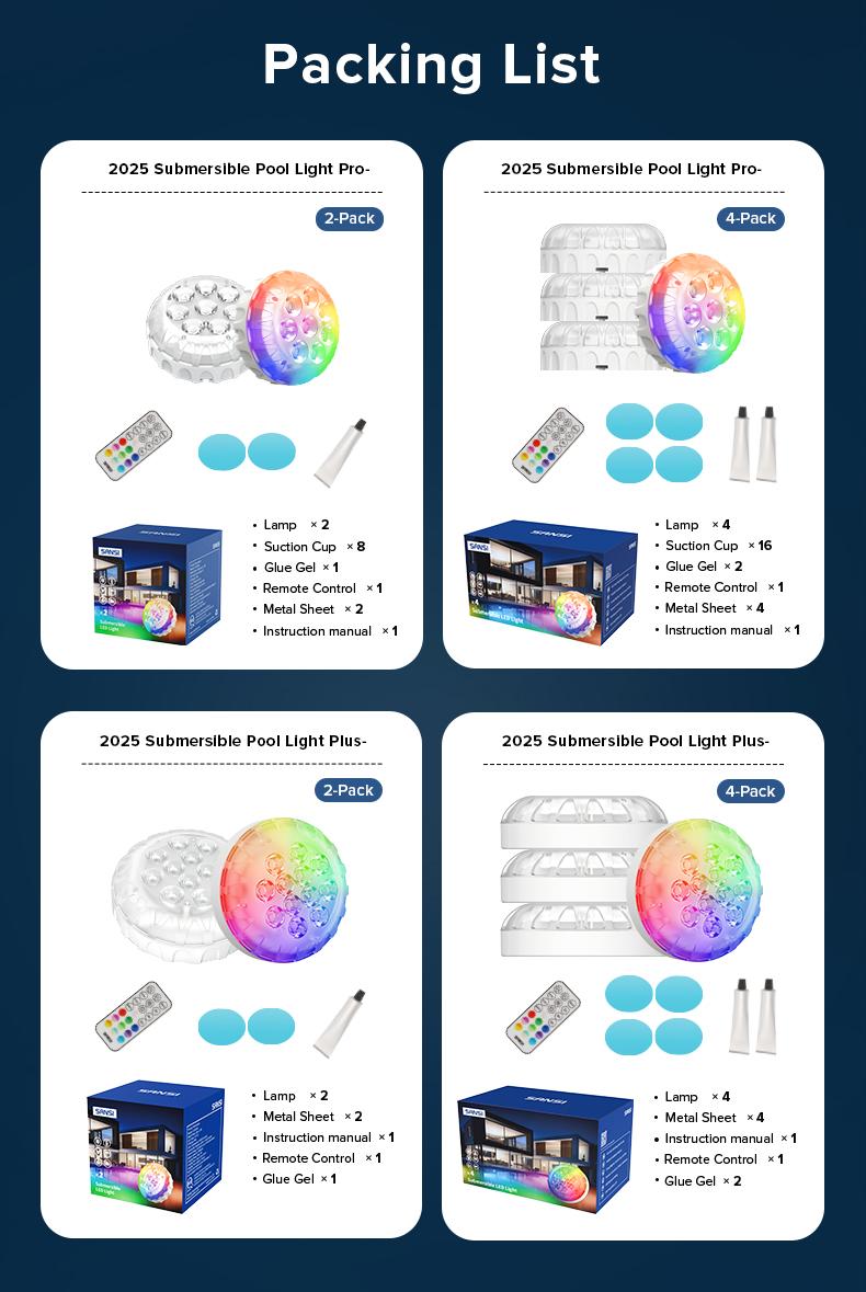 SANSI RGB Pool Lights with RF Remote & Timer – Waterproof, Battery Operated, Flash/Fade/Smooth Modes, Magnetic & Suction Installation – Portable for Showers, Pools, Outdoors – Perfect for Garden | Back to School