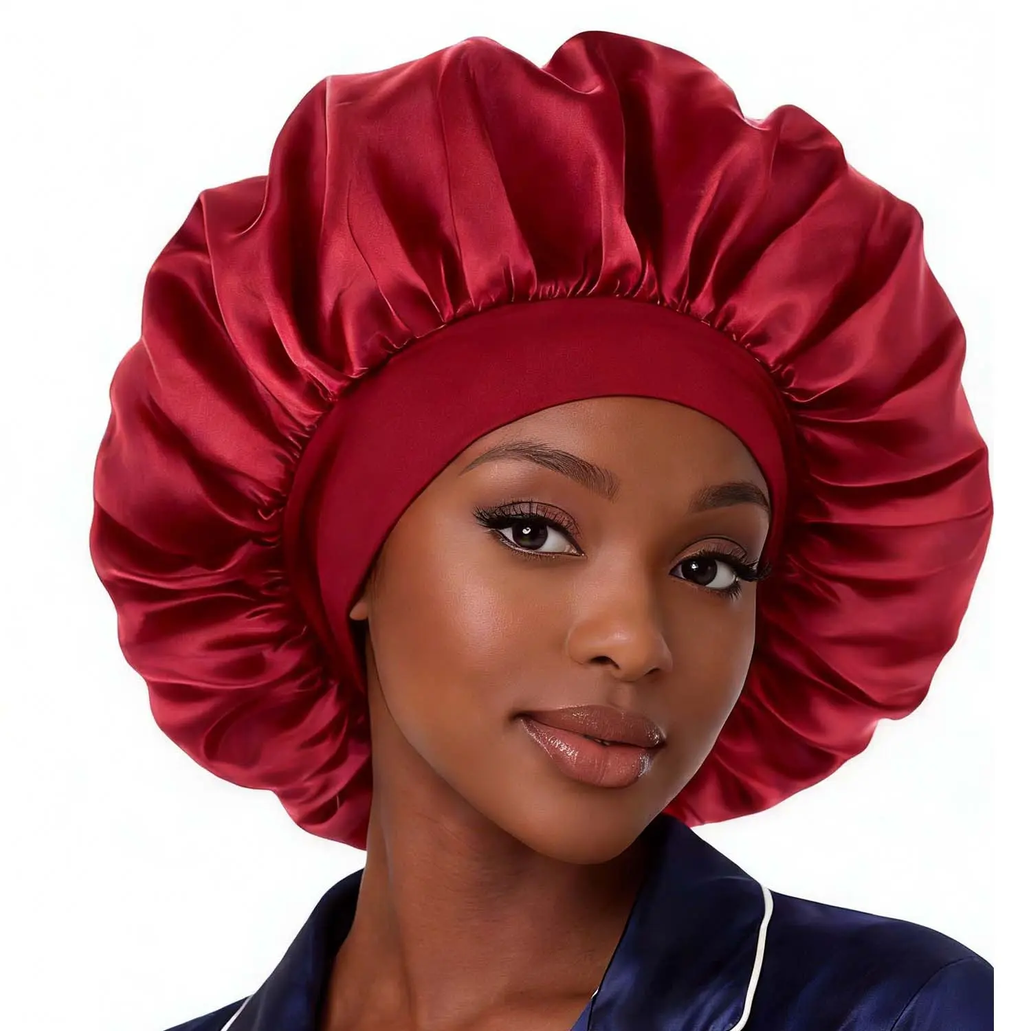 Adjustable Satin Hair Bonnet for Sleeping, Single Layer Soft Silk Sleep Cap, Edge Friendly Night Hair Care school gift Sleeping Bonnet Men's Layer Satin Bonnet satin adjustable strap