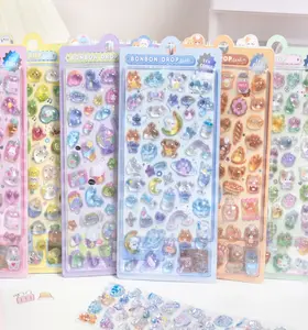 Kawaii Stickers Selectable 3D Puffy Carton Animal Sticker Random Design Cute 3D Sticker Room Decor DIY Decorative Decal for Phone Case Water Cup Supplies Shockproof Casing Protector