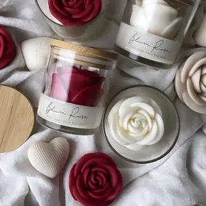 Valentine's Day Rose Glass Cup Candle, Premium Fragrance Aromatherapy Candle, Atmospheric Shaped Candle for Home Decor, Ideal Valentine's Gift & Wholesale Option