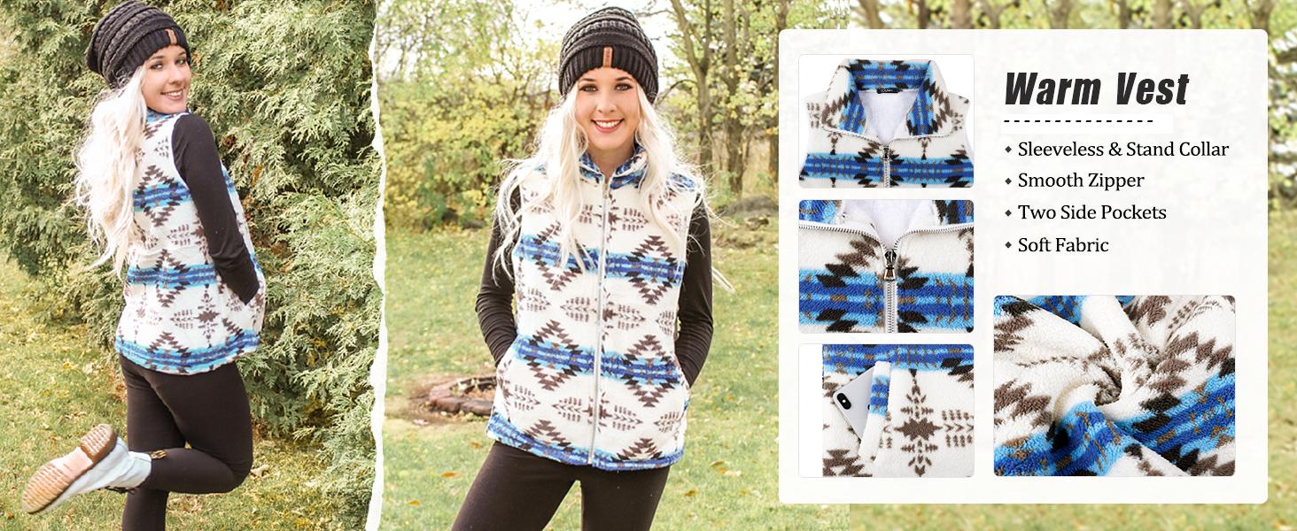 Womens Fuzzy Sherpa Fleece Jacket Lightweight Vest Cozy Sleeveless Cardigan Zipper Waistcoat Outerwear with Pocket