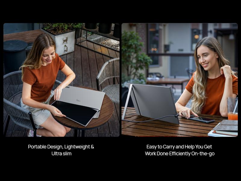 ARZOPA 16.1" Portable Monitor 100%sRGB FHD 1080P Portable Laptop Monitor Display IPS Eye Care Screen for High-end Office & Entertainment