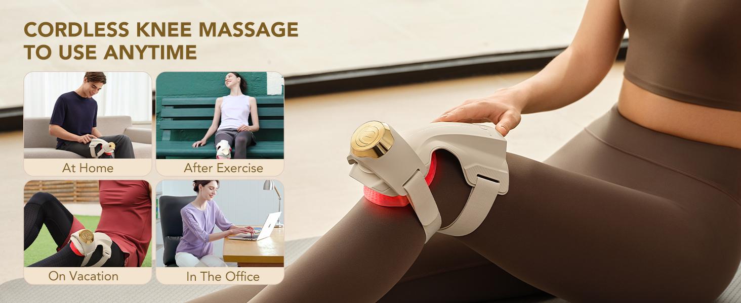 SKG Knee Massager with Heat for Pain Relief with Vibration for Joint Comfort, Cordless Heated Knee Brace with 5 Massage Modes and 3 Heating Levels, Gifts for Women Men, Parents, Friends, WS500