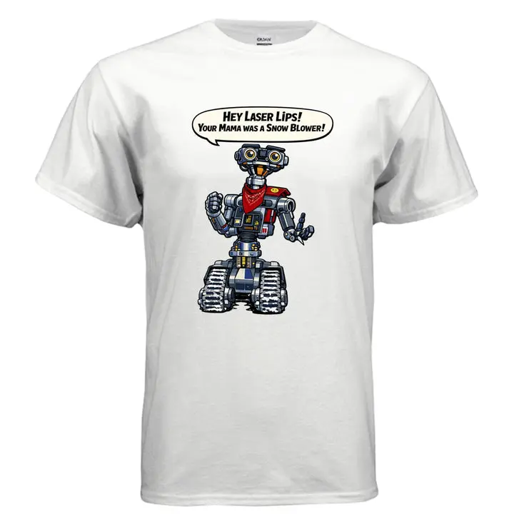 Johnny 5 Short Sleeve  Classic Cotton Menswear T-Shirt Top Grey graphic apparel t-shirt cotton men oversized tshirt unisex graphic graphic tee shirt oversized shirts unisex casual apparel y2k streetwear
