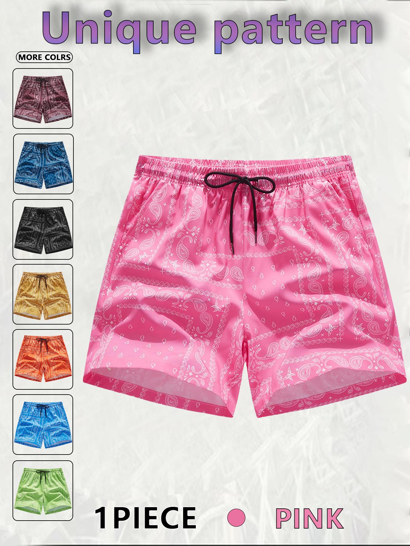 Men's Cashew Flower Pocket Shorts, Regular Fit Casual Drawstring Waist Shorts for Daily Outdoor Wear, Men Bottoms for All Seasons menswear clothes