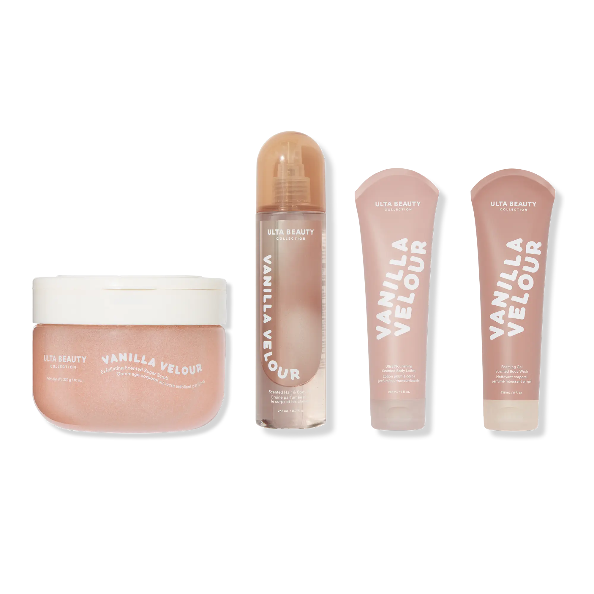 Ulta Beauty Collection Body Care Set, Ultra Nourishing Body Lotion (8 Oz) + Hair & Body Mist (6.7 Oz) + Exfoliating Sugar Scrub (9 Oz) + Foaming Gel Body Wash (10 Oz) For Head To Toe Scented Routine