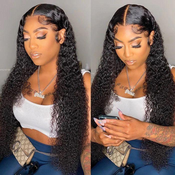 Bling Hair 34 36 Inch Curly HD 13x4 Lace Front Human Hair Wigs For Black Women Preplucked Kinky Cury Transparent Lace Frontal Wig TikTokShopBlackFriday