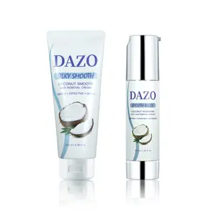 DAZO INTIMATE Hair Removal Cream Duo, Painless Men's Hair Remover Cream & Soothing Post-Essence with Coconut Oil for Deep Hydration, Safe for Sensitive Skin, Back, Chest, Legs & Bikini