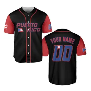 Custom Puerto Rico Baseball Jersey, Custom Name Number, Puerto Rico Fan Apparel, Sports Shirt, 3D Flag Design #Basaball