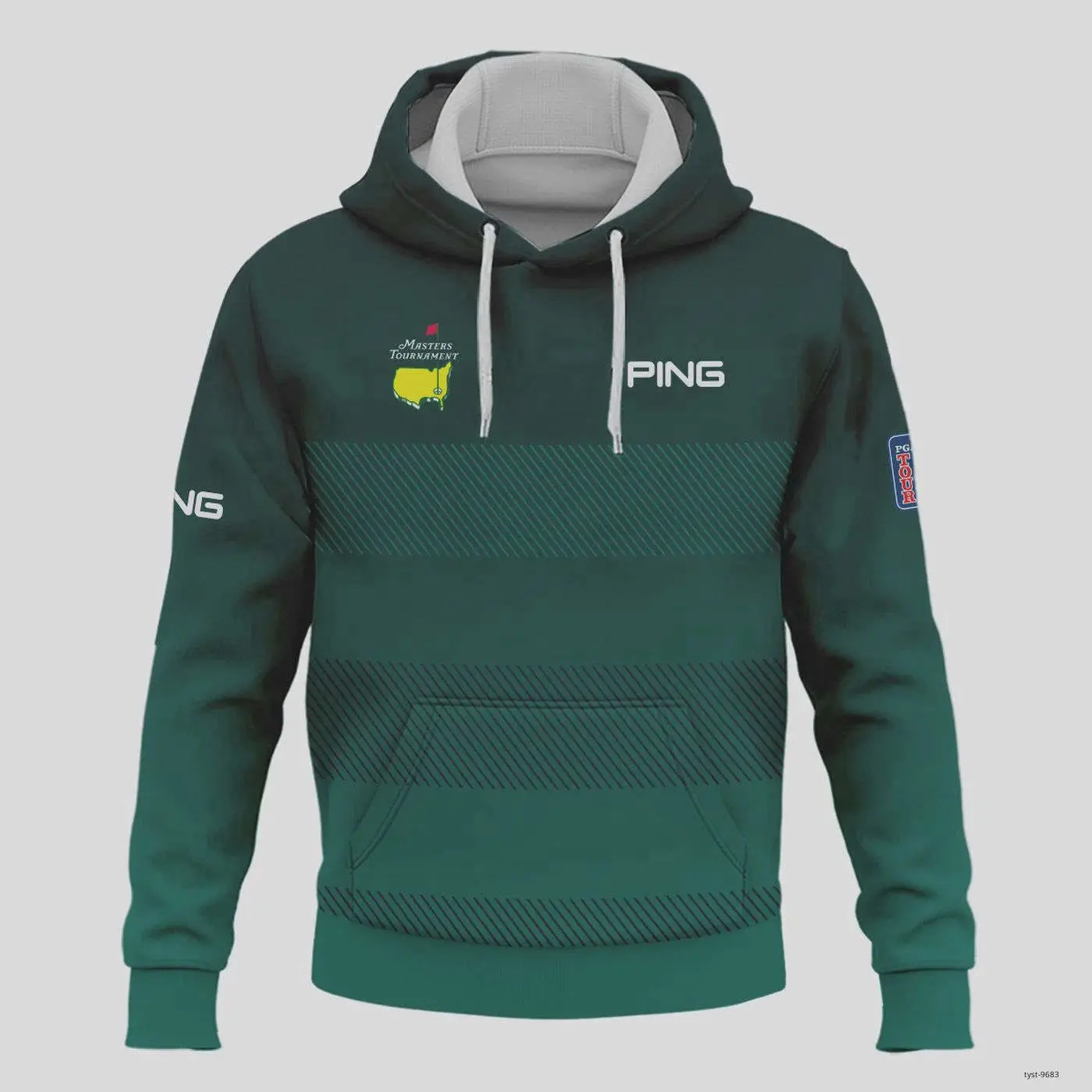 Dark Green Gradient Stripes Golf Sport Hoodie Ping Masters Tournament