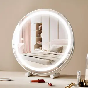 VEVOR 20” Vanity Mirror With Lights,  , LED Makeup Mirror 3 Color Lighting Modes, with 5X Magnification Mirror, Smart Touch Control, 360°Rotation,Round Lighted Makeup Mirror for Bedroom Tabletop (White)