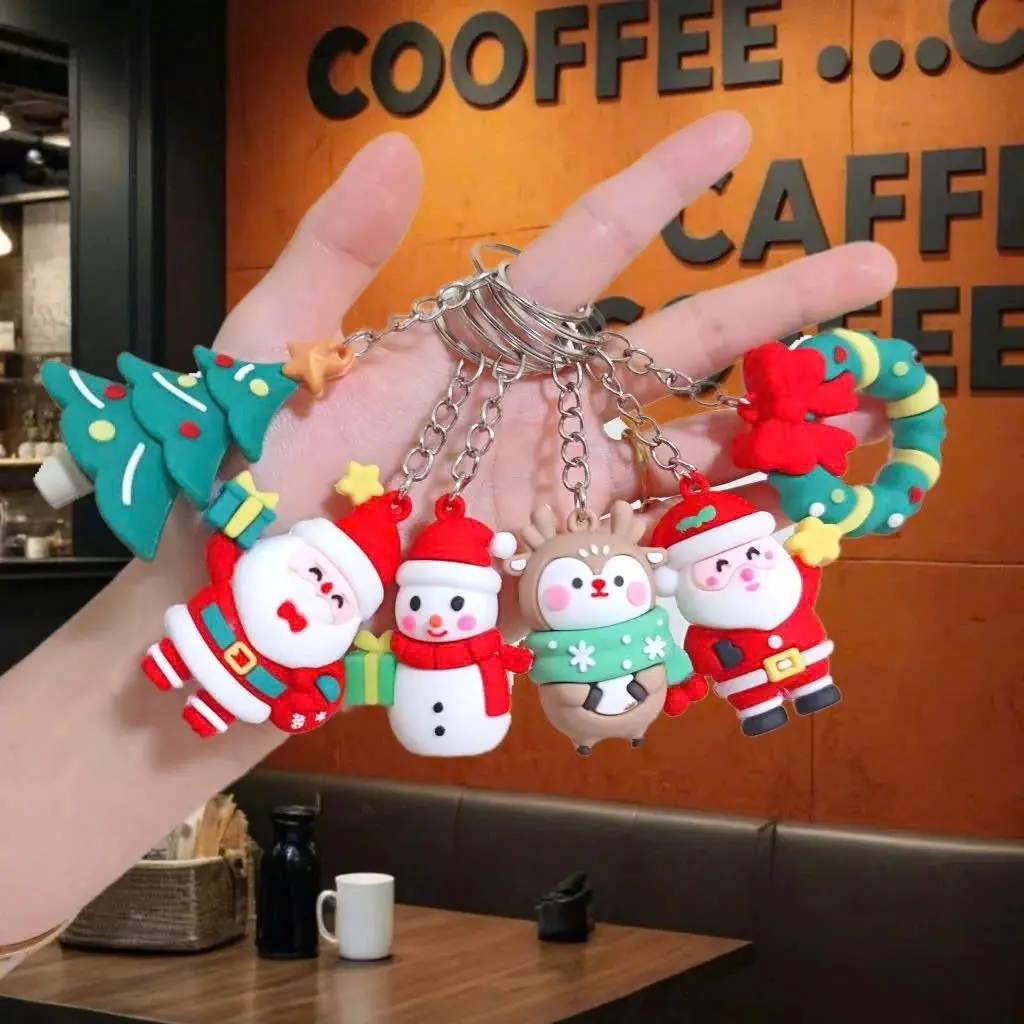 Christmas Keychain Set – Cute Santa Reindeer Snowman Tree Charms, Holiday Bag Accessories, Stocking Stuffer Gifts for Kids