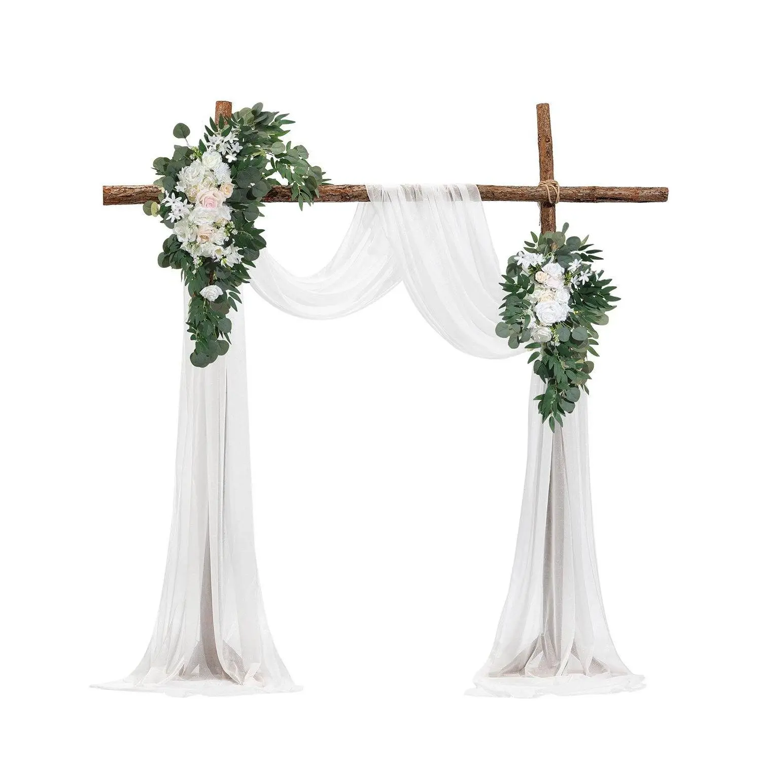 【Summerfinds】Silk Artificial Wedding Arch Flowers Kit - White2 Hanging Flowers2 Drapes Decor for DIY Projects & Home Ornaments, Artificial Floral Plant, Decorative Artificial Flowers