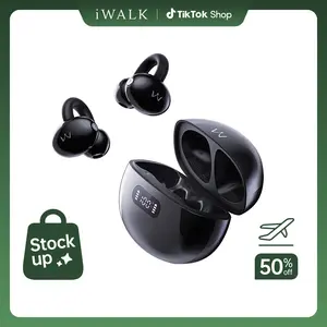 iWALK Open-Ear Clip Headphones Wireless Bluetooth HiFi Stereo Sound 16.2mm Graphene Diaphragm 30H Playtime LED Display Lightweight for Running Fitness Workout Yoga Audio