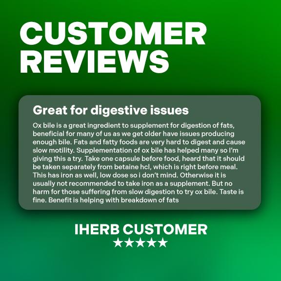 Swanson Ox Bile - Standardized 90 mg 60 Capsules for Digestive Support & Iron Absorption - Bovine Vitamin D Supplement