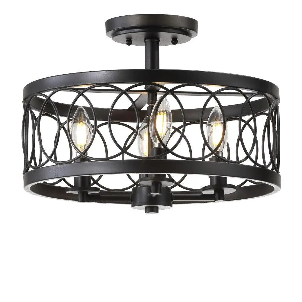 JONATHAN Y Sylvain Metal LED Semi-Flush Mount Ceiling Light - Decorative Light Decor for Living Room, Bathroom, Easy Installation, Ceiling Lights