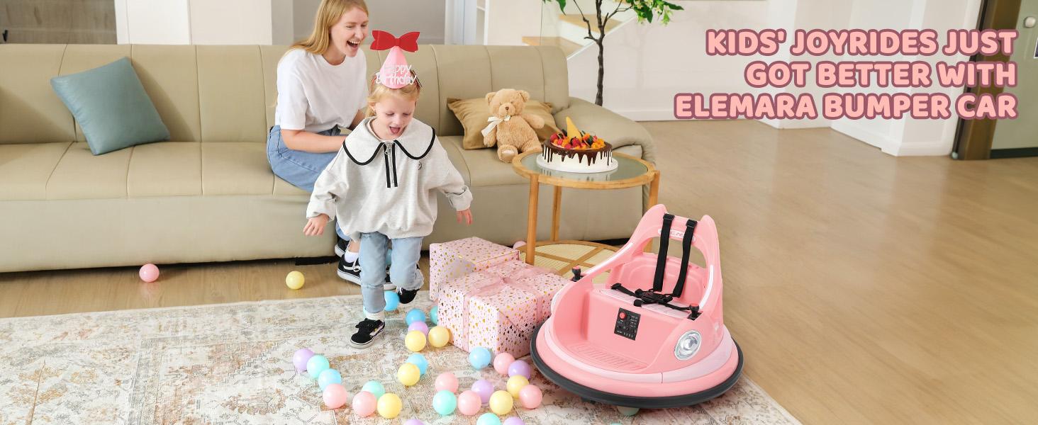 Dripex 12V Bumper Car for Toddlers, Kids Electric Ride-On Toys W/Remote, 2 Speeds, 360° Spin, LED Lights, Music & DIY Stickers, Gift for 3-6 Boys Girls