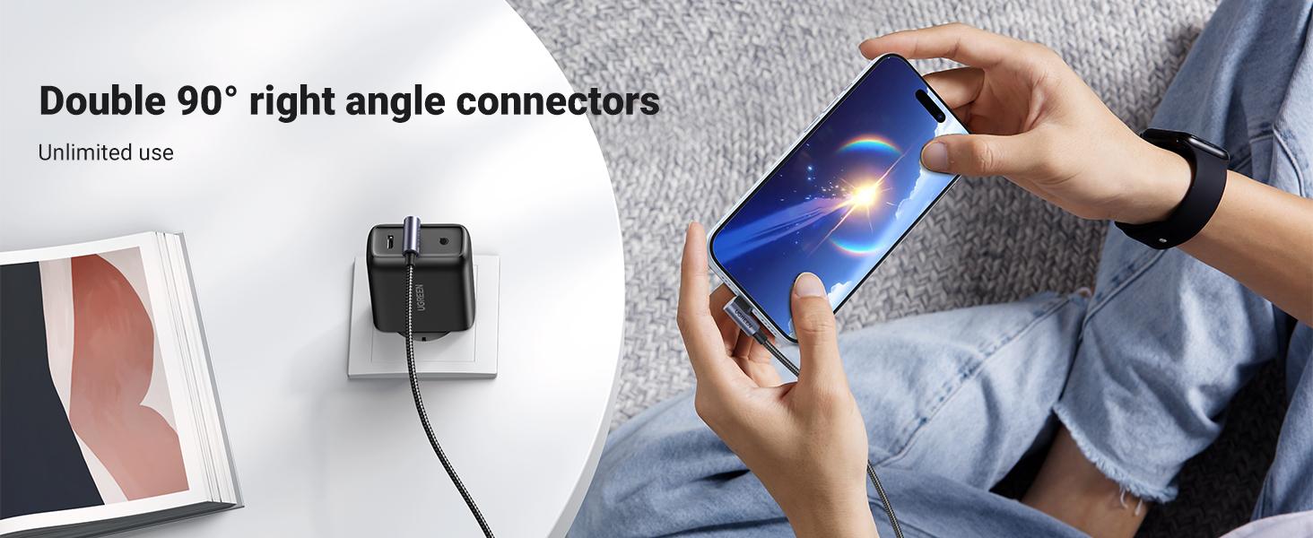 UGREEN 90-Degree USB to USB-C Cable, Fast Charging for iPhone 17/16 Pro Max/Plus, Android. Durable Cellphone Charger Cord -Deals for You,September Restock，TikTokShopBlackFriday ,TikTokShopHolidayHaul