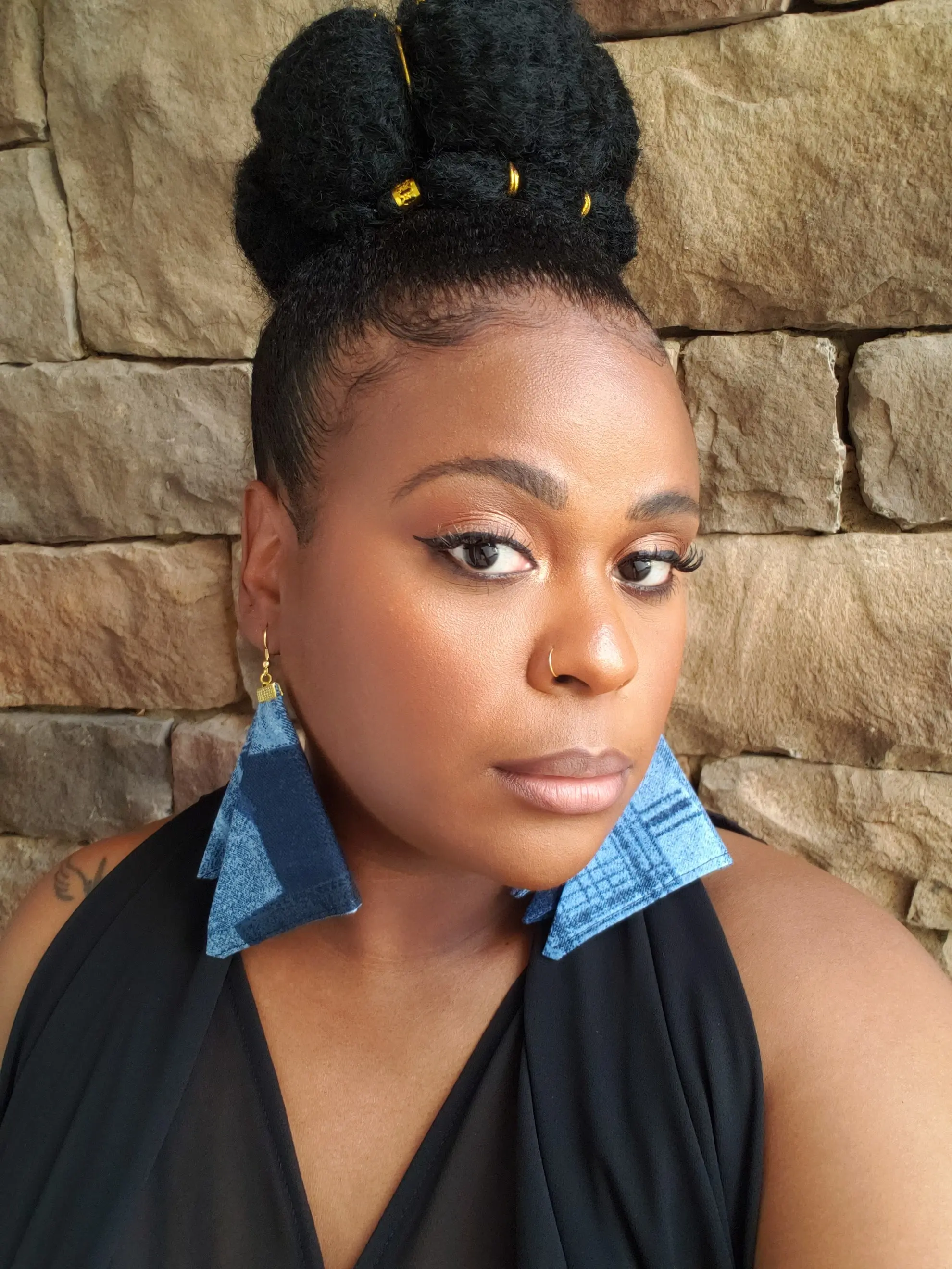 Denim Patchwork Fabric Earrings