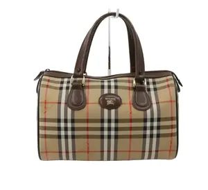 Pre-owned BURBERRY Haymark Canvas Top Handle Vintage Boston Haymark Check Canvas BUR.B.1036