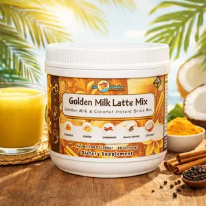 Golden Milk Latte Drink Mix - 25 Serving Jar - Instant Drink Latte Mix With Coconut Milk