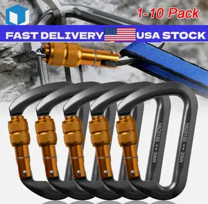 30KN Climbing Carabiner Aluminum Screw Locking Clip Heavy Duty Hook Rock Rescue
