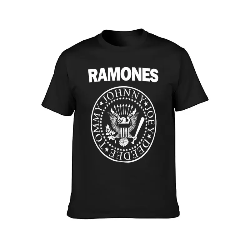 Men's Short Sleeve Ramones Classic Eagle Seal Vintage Band Logo T-Shirt, Punk Rock Graphic Tee, Daily Street Casual Wear