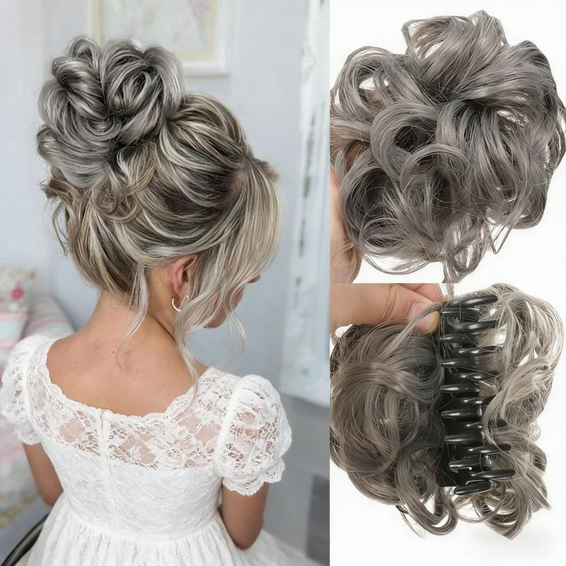 Flower bud head wig clip, lazy fluffy curling clip, back of head hair clip, natural fluffy wig, suitable for daily and holiday wear for women's wigs