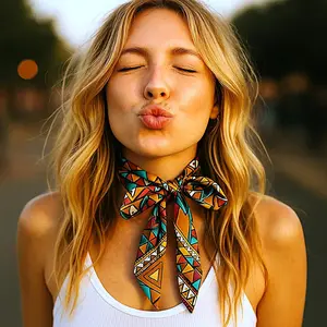 Brown and Yellow Western Skinny Mini Wild Rag Scarf / Cowgirl Necktie #TW328