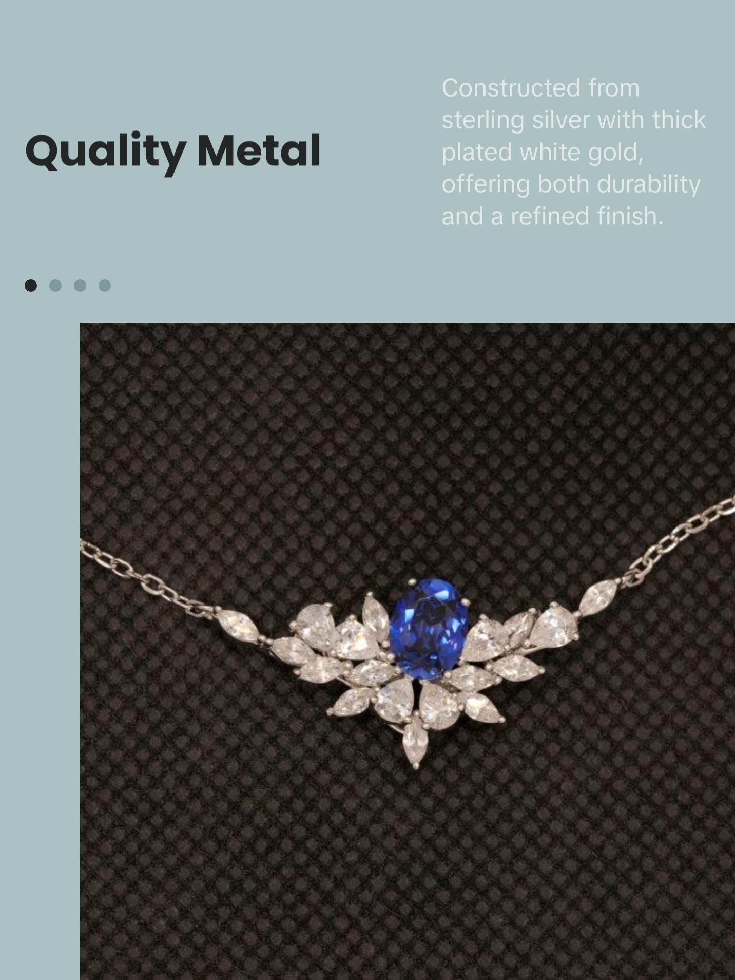 1.56ct Lab-grown Ruby / Sapphire Silver Necklace - Tilted wings Style