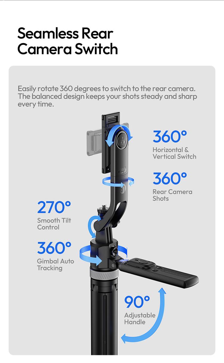 ULANZI TT23 64" Auto Face Tracking Tripod for iPhone/Android with Remote 360° Rotating Selfie Stick Follows Your Movement Facial Recognition Tripod for iPhone 17/16/15/14/13/Android/Camera/GoPro ULANZI TT23 64" Auto Face Tracking Tripod for iPhone/Android with Remote 360° Rotating Selfie Stick Follows Your Movement Facial Recognition Tripod for iPhone 17/16/15/14/13/Android/Camera/GoPro