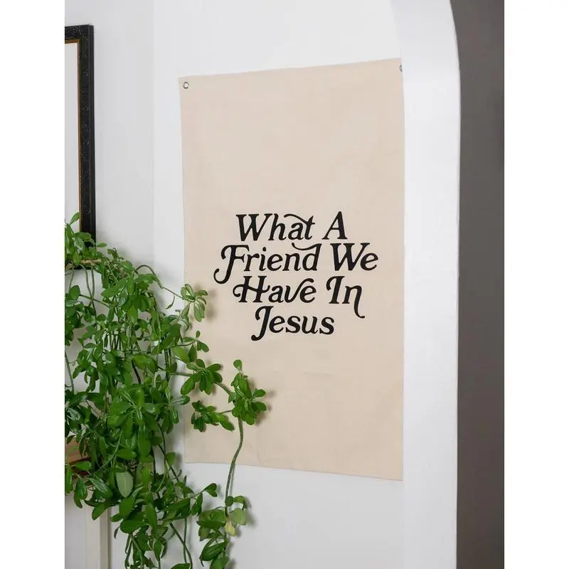 What a Friend in Jesus Cotton Tapestry - Unique Gift for Living Room Wall Decor, Room Art, Decorating, Artwork Panel Tapestries