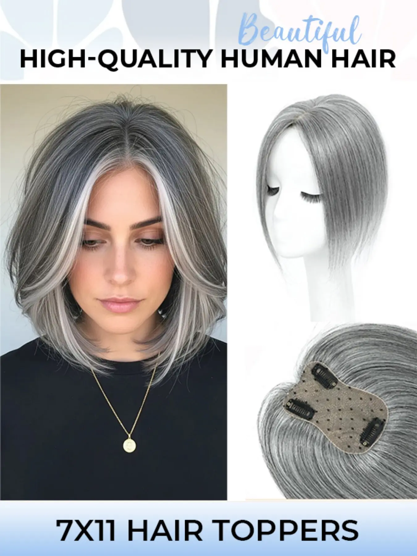 7X11 Hair Toppers For Women, Natural Looking Hair, Wavy Natural Hair Toppers For Women Clip In, Short Hair Toppers For Women Real Human Hair, Natural Hairpiece, Seamless Hairpiece, Handtied Wiglet, Clipin Wiglet, Natural Wave