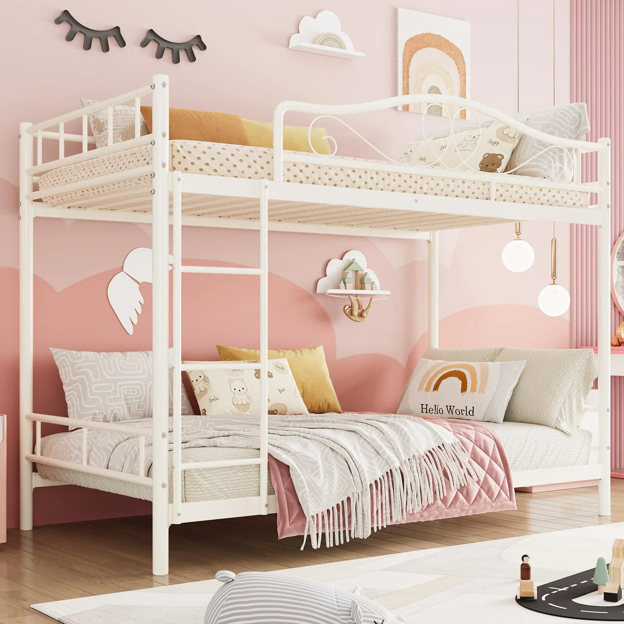 Garvee Metal Bunk Bed with Safety Rail and Ladder, Space-Saving Design, Silent Operation, Supports up to 400 Pounds, Durable and Sturdy Construction for Individual Use