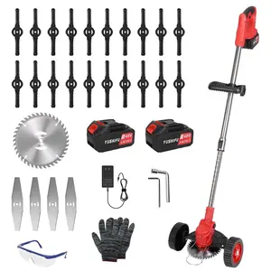 YUSHIFU 3 in 1 Electric Cordless Grass Wacker 800W Brush Motor 2500mAh Battery 90° Adjustable Head Extendable Length 3 Blades Lawn Trimmer with Wheels