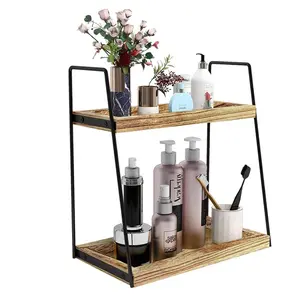 2 Tier Bathroom Counter Organizer Storage,Vanity Organizer for Bathroom Counter,Wood Standing Rack for Kitchen durable makeup holiday countertop vanity shelf