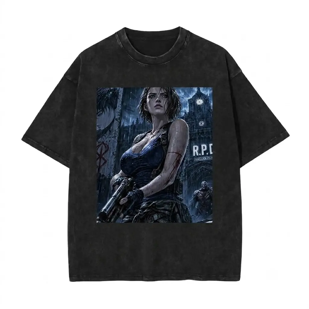 Resident Evil Jill Valentine Graphic Tee R.P.D. Gaming Anime Streetwear T-Shirt Unisex Survival Horror Merch