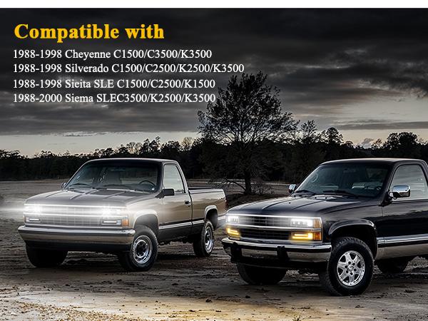 Partsam LED Headlights Assembly DOT Approved for Silverado C/K 1500/2500/3500 88-98, 6500K with Sequential Turn Signal, Start Animation DRL, Hi/Low Beam