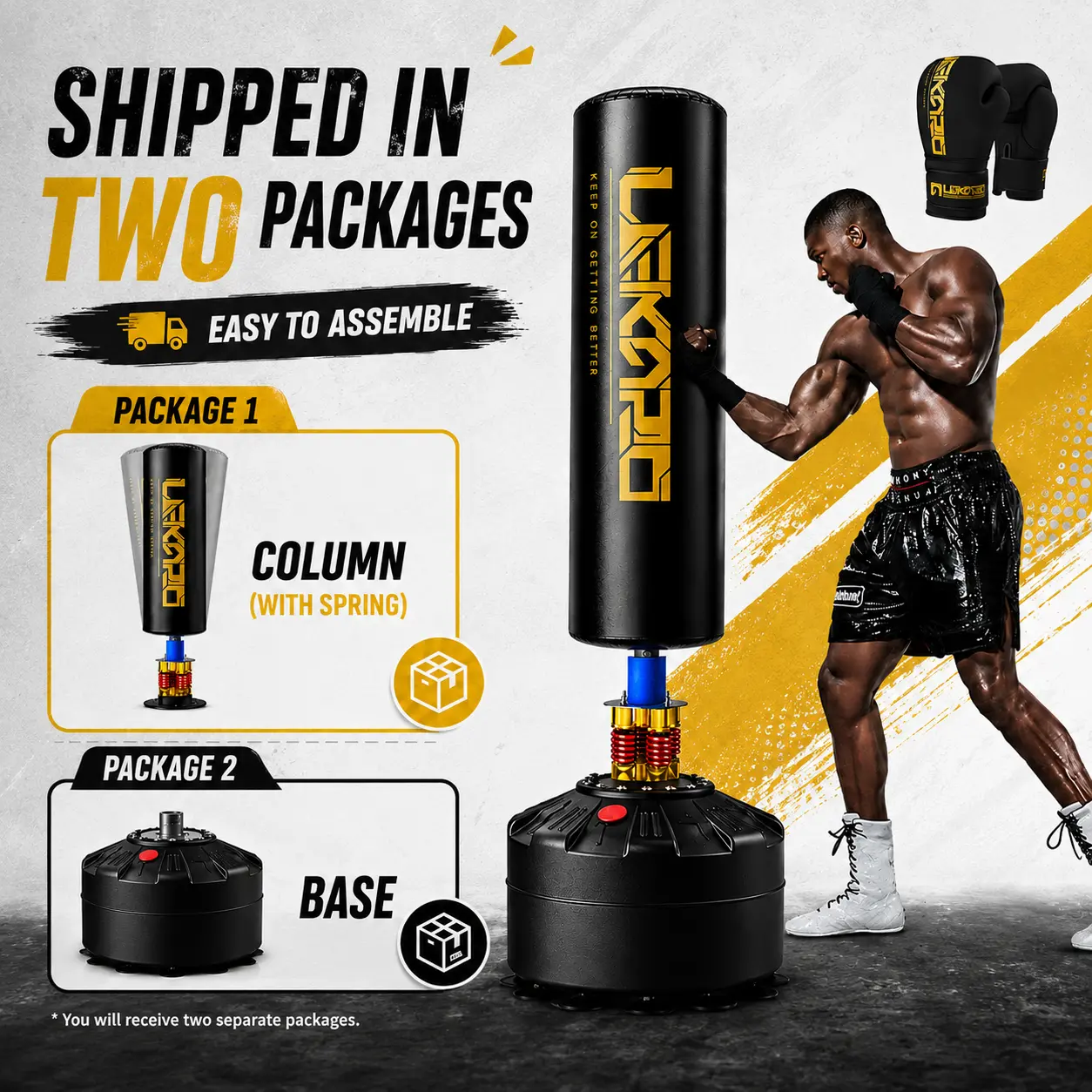 LEKARO Freestanding Punching Bag with High-Strength Steel Frame, 70in At Home Gym Equipment with Gloves for Effective Workouts & Improved Coordination, Solid, Unisex Adults, Boxing Equipment, Stress Relief, Fabric, Boxing Training Equipment, Heavy Punchin