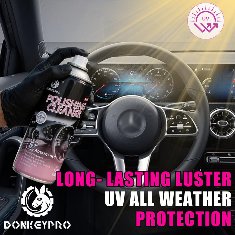 Donkeypro Car Interior Detailer & Restorer – Protects & Polishes Leather, Plastic, Rubber – User-Friendly Trim Restorer with UV Protection – Safe Auto Detailing Supplies – 15 Oz Kit