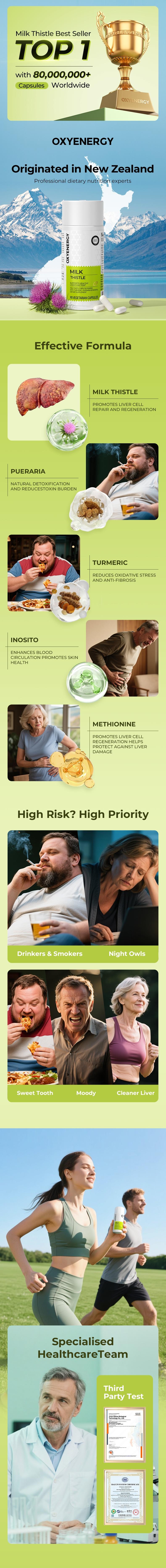 【LIVE】Oxyenergy Milk Thistle Liver Detox & Colon Cleanse, Natural Liver Health Support with Kudzu Root, Turmeric, Inositol, Methionine,Vitamin C,90 Capsules FathersDayGift