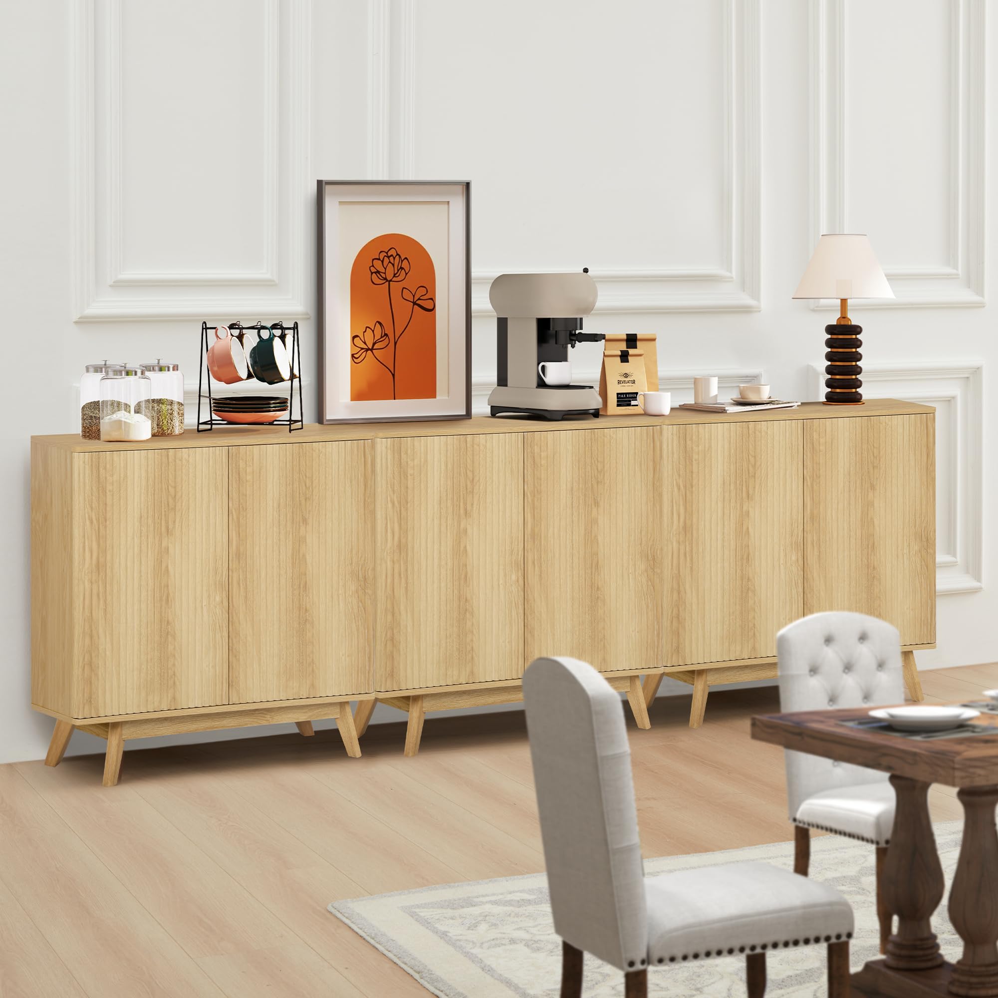 Giratree 2 3 Doors Sideboard Cabinet, Mid Century Farmhouse Fluted Credenza Sideboard Long Buffet Cabinet with Storage for Kitchen, Dining Room Coffee Cabinet, Office, Living Room TV, Entryway Cabinet Giratree 2 3 Doors Sideboard Cabinet, Mid Century Farmhouse Fluted Credenza Sideboard Long Buffet Cabinet with Storage for Kitchen, Dining Room Coffee Cabinet, Office, Living Room TV, Entryway Cabinet