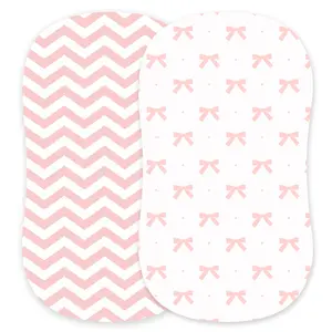 Cotton Jersey Bassinet Fitted Sheets, 2 Pack – Bows & Chevron