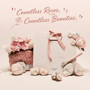 Momo’s Workshop Rosy Reverie Set-Gift box、 Portable Pouch & Full Set of Tools、Includes Brush、Powder puffs、Setting powder puffs、Detail powder puffs、Create a Flawless Look、 Perfect for Travel or as a Gift 、Makeup Kits