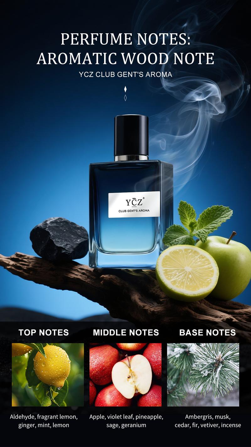 YCZ Men's EDP 2-Piece Set Club Gent's Aroma & Love's Red Flame 50ml Each Aromatic Woody Fruity Chypre Long-Lasting Fragrance for Night & Daily Wear Gift Bundle Cedarwood Amber