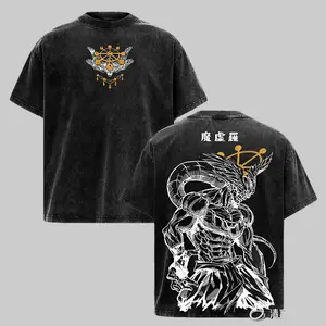 Jjk Mahoraga Anime Graphic T-Shirt, Loose-Fitting Retro Washed Street Style Must-Have, Y2K Unisex Shirt, 100% Cotton Fashion T-Shirt