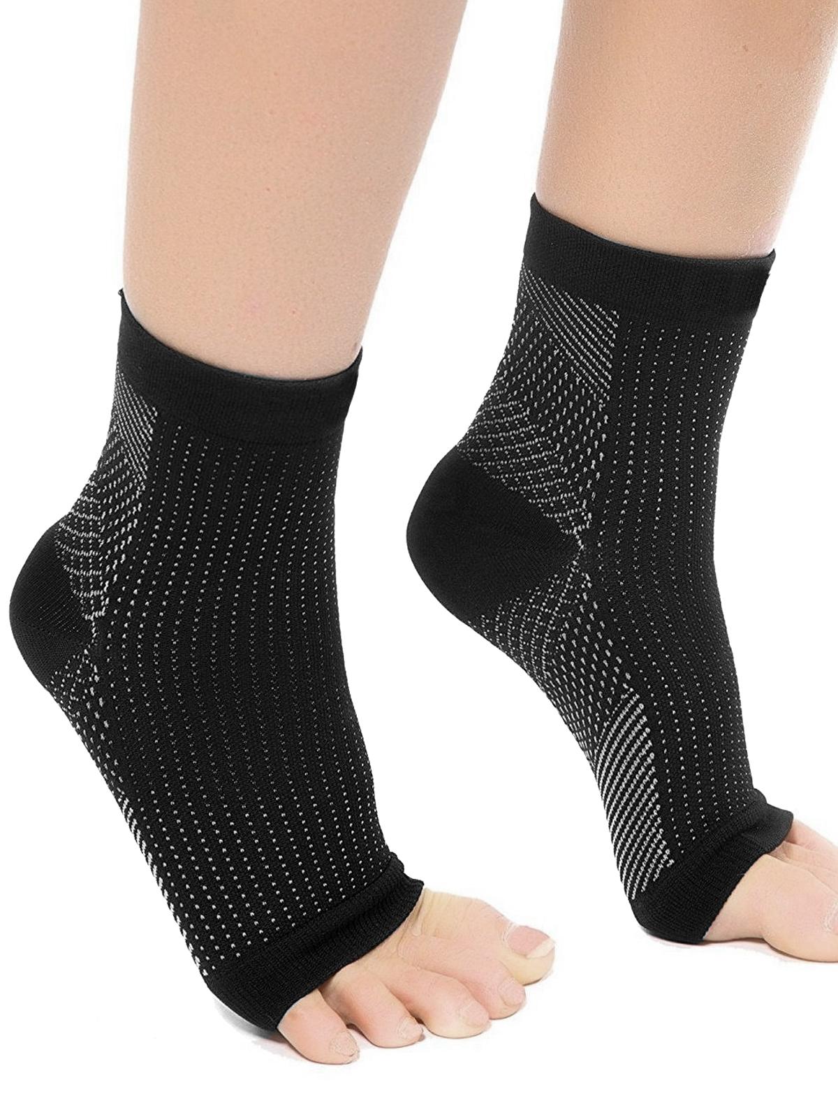 4Pair Plantar Fasciitis Compression Socks - Plantar Fasciitis Relief for All Day Wear - Best Ankle Sleeve and Arch Support for Foot Pain and Comfort Black compressionsocks